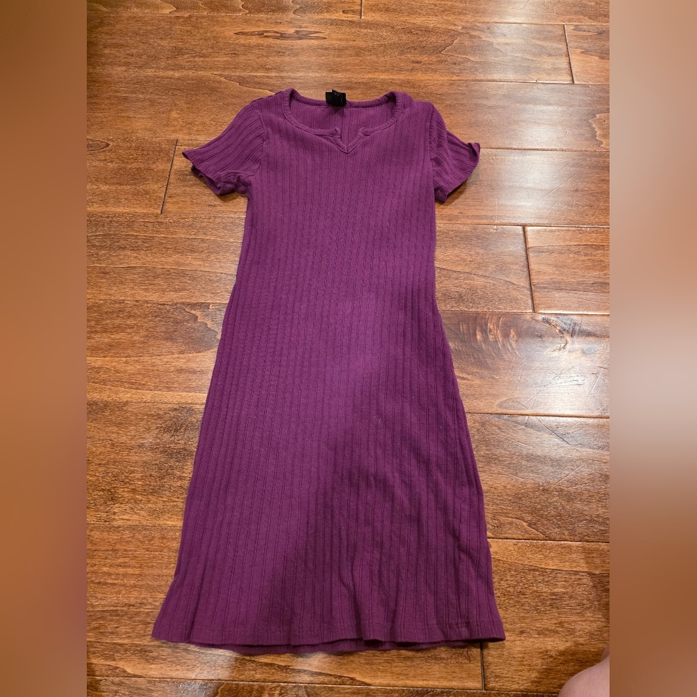 Art Class Girls Purple Ribbed Midi Dress Sz 7/8 NWOT